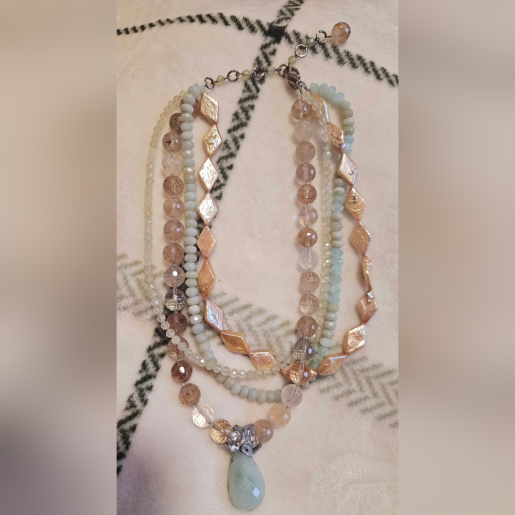 David Aubrey Gemstone/Pearls Necklace Length 17